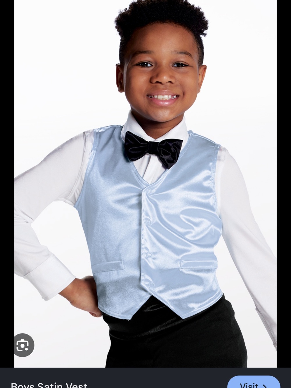 Weissman Light Blue Satin Dancewear Top